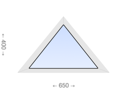 Глухое равнобедренное треугольное ПВХ окно 650x400 Krauss