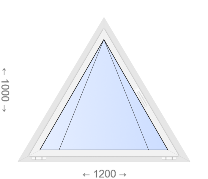 Откидное равнобедренное треугольное ПВХ окно 1200x1000 NewTec