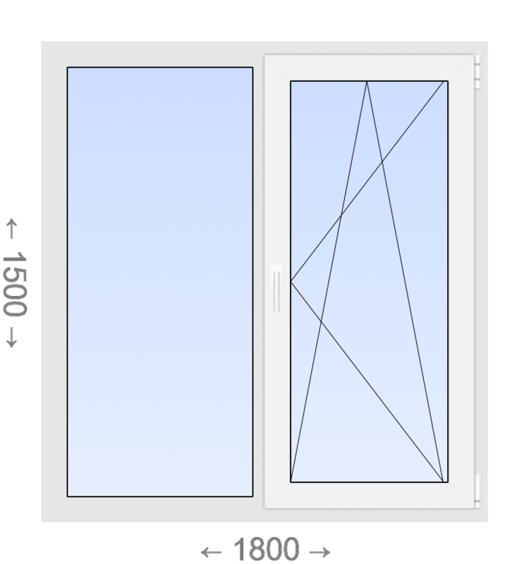 Двухстворчатое ПВХ окно 1800x1500 Г-ПО Weltplast