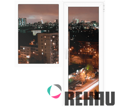 Балконный блок Rehau окно глухое + дверь поворотно-откидная Балконный блок Rehau окно глухое + дверь поворотно-откидная