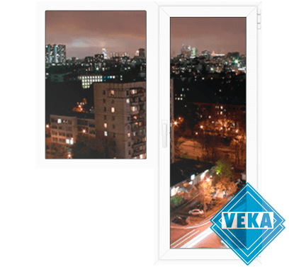 Балконный блок Veka Балконный блок Века окно глухое + дверь поворотно-откидная